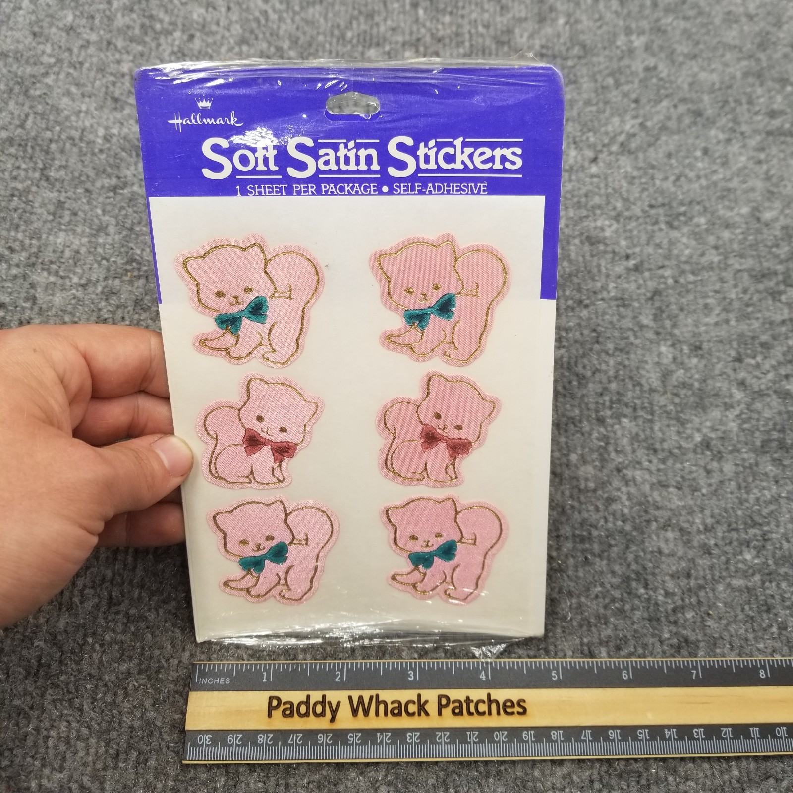 Vintage 80s Hallmark Soft Satin Sticker Sheet Pink Cats