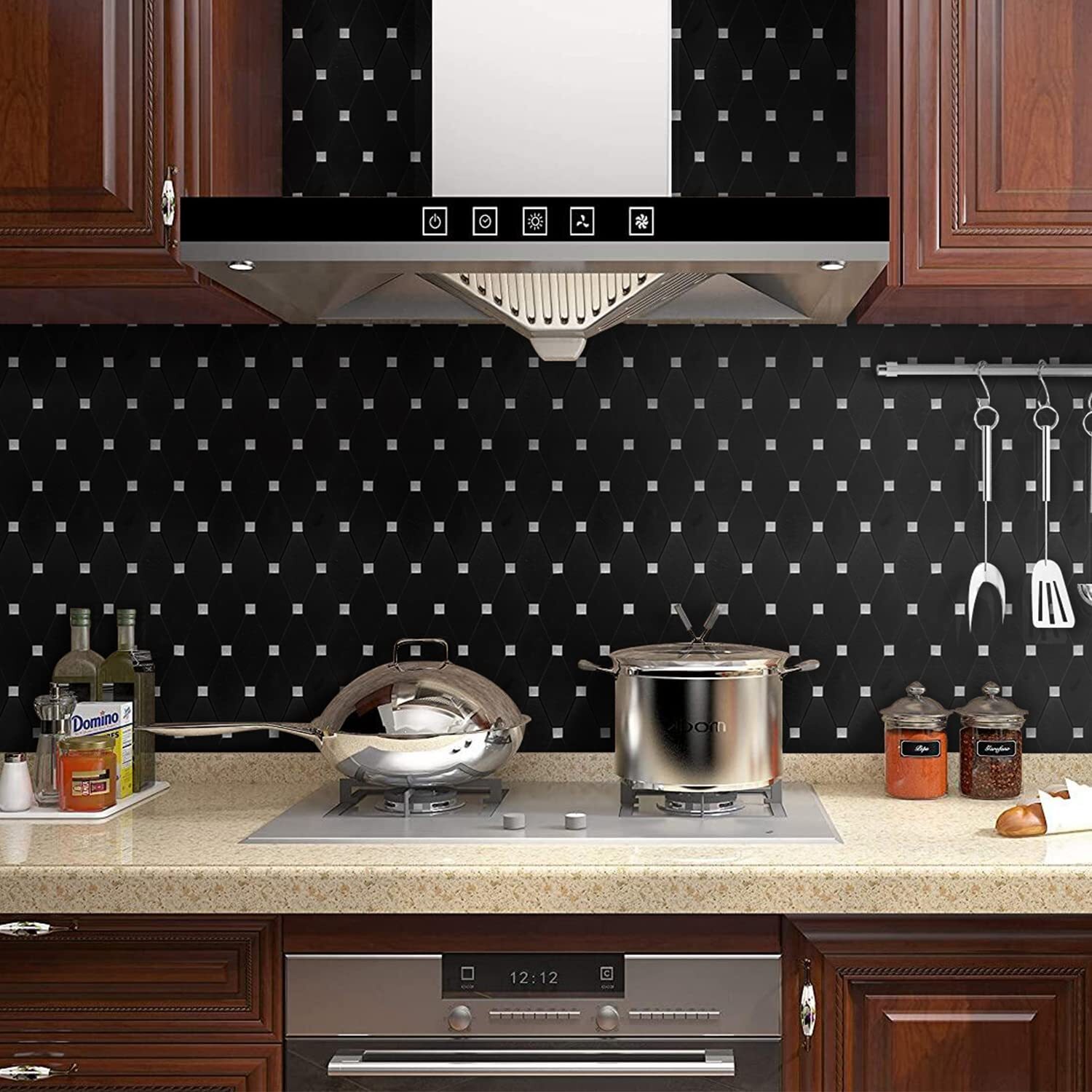 Peel And Stick Backsplash 10 Sheets Kitchen Mosaic Tile Sticker Black Brushed Al