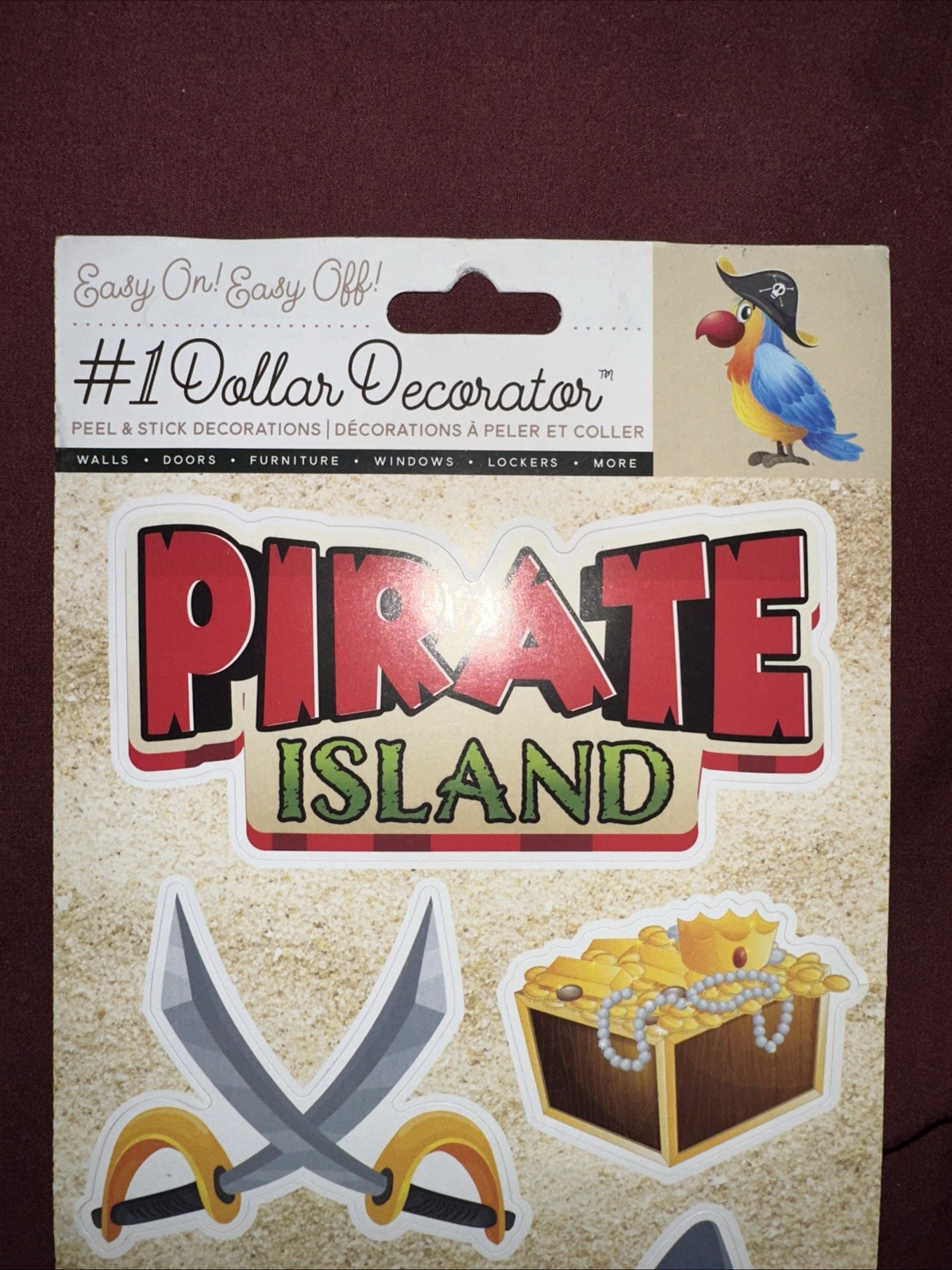 Large Sticker Wall Decals Pirate Island. Treasure chest, lighthouse boat. 5 sets