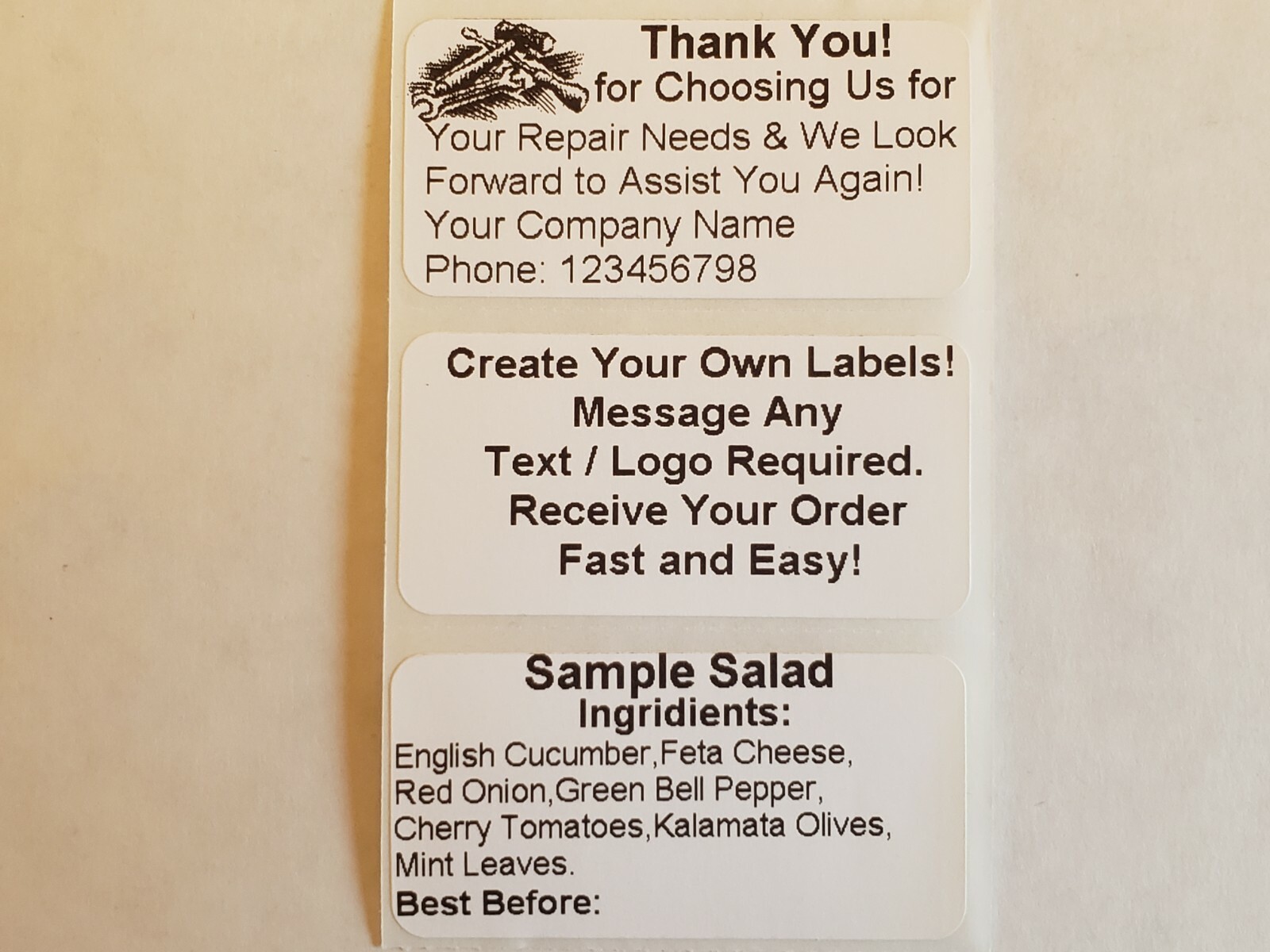 100 Custom Labels Stickers Personalized Tag 2"x1" Shipping Business Inventory