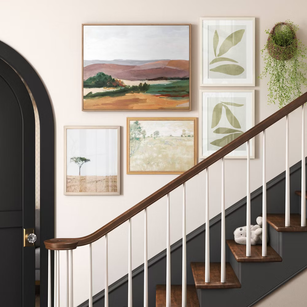 Threshold Botanical Leaf Duo Minimalist Poster Modern Set of 2 16"x20" Wall