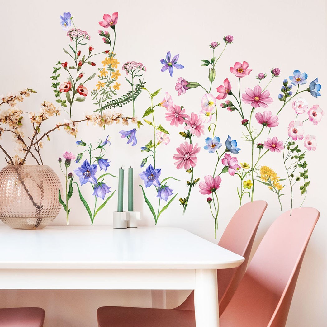 Waterproof Wall Stickers Art Stickers Bedroom Floral Sticker Green Plant