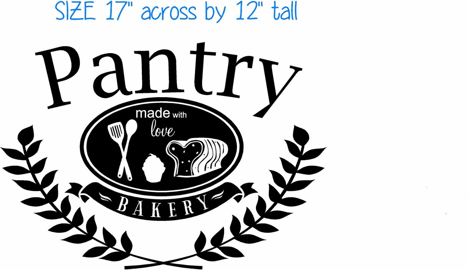 Pantry Door decal sticker made with love vinyl bread cupcake utensils bakery art