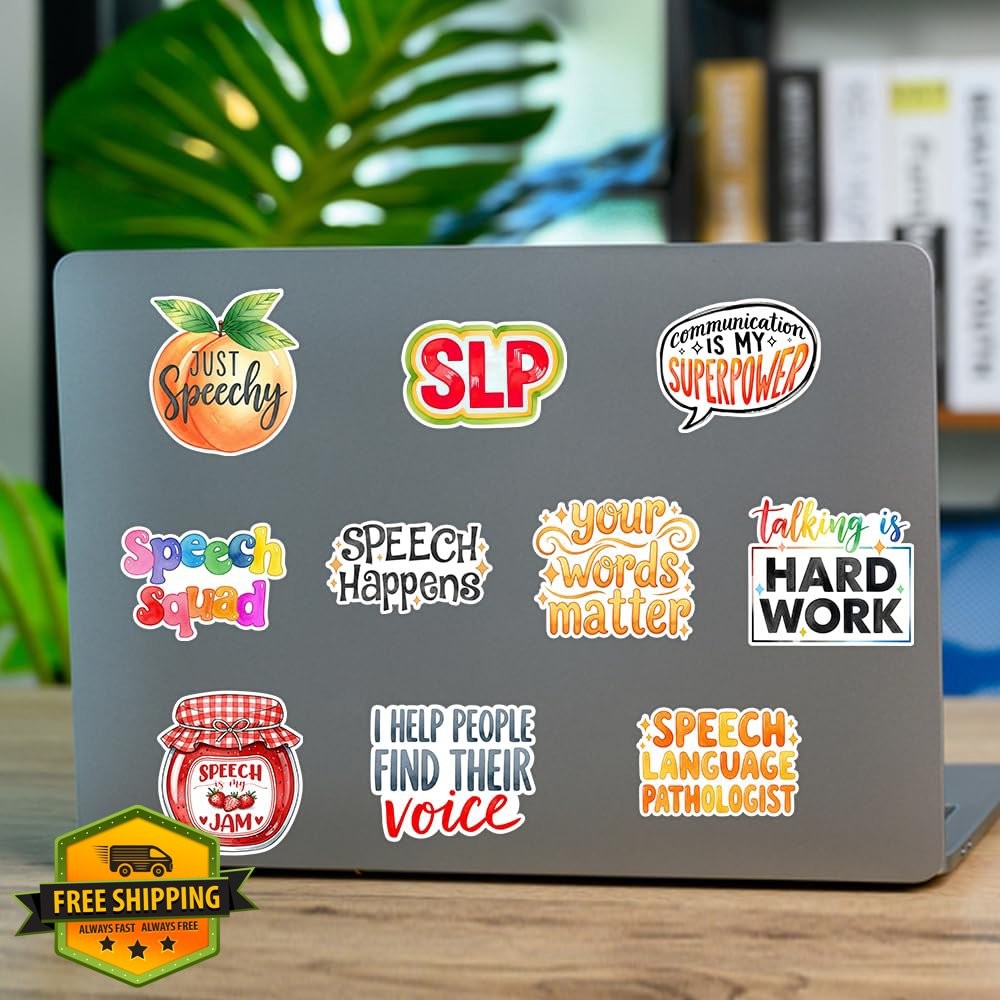 SODAVA 10pc 3in SLP Speech Language Pathologist Stickers Vinyl