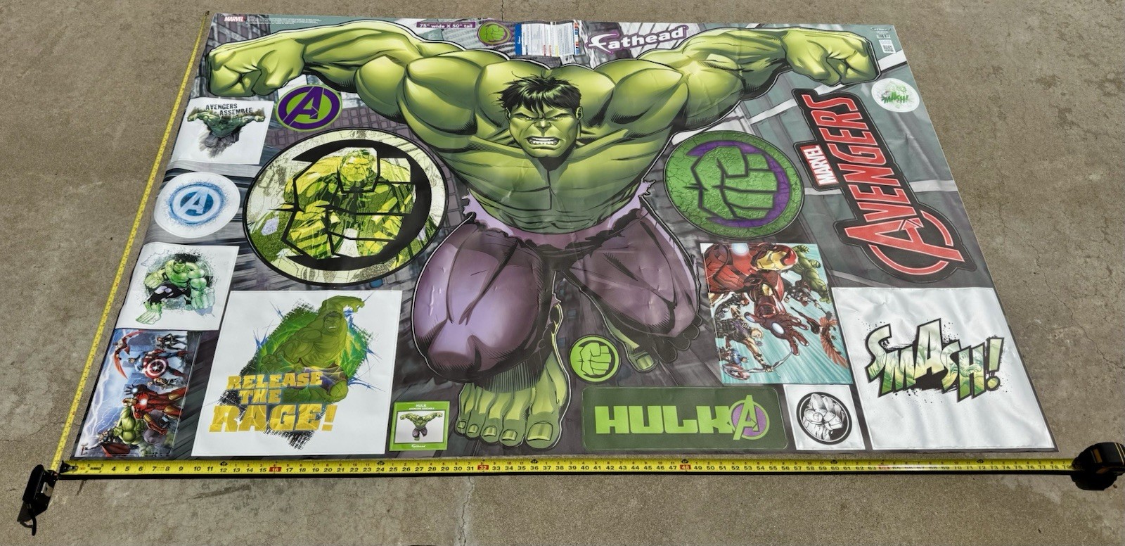 Marvel Avengers Hulk Fathead Giant Wall Decal 75” x 50” 2015 Complete Pre-Owned
