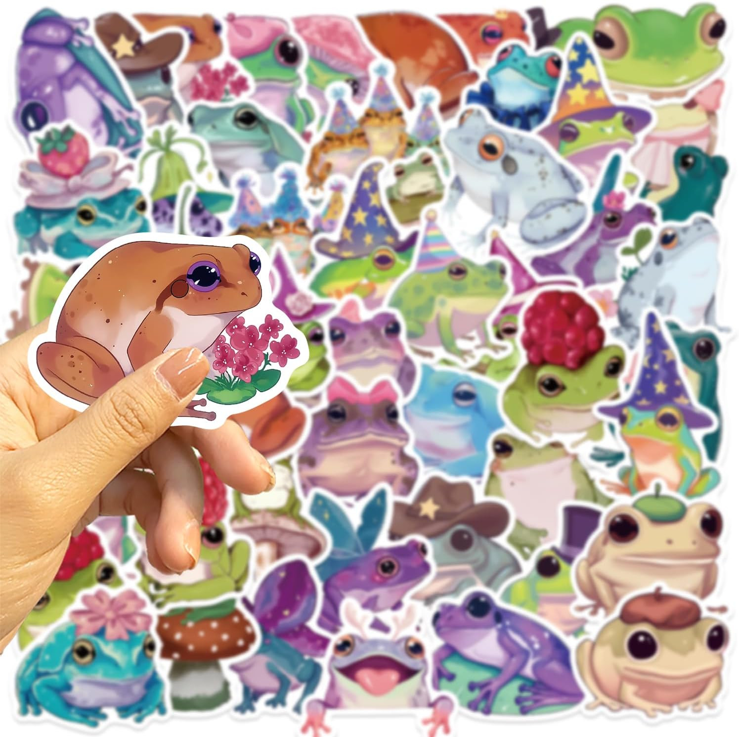 Cute Frog Stickers Decal, Waterproof Vinyl Stickers Pack for Water Bottle, Journ