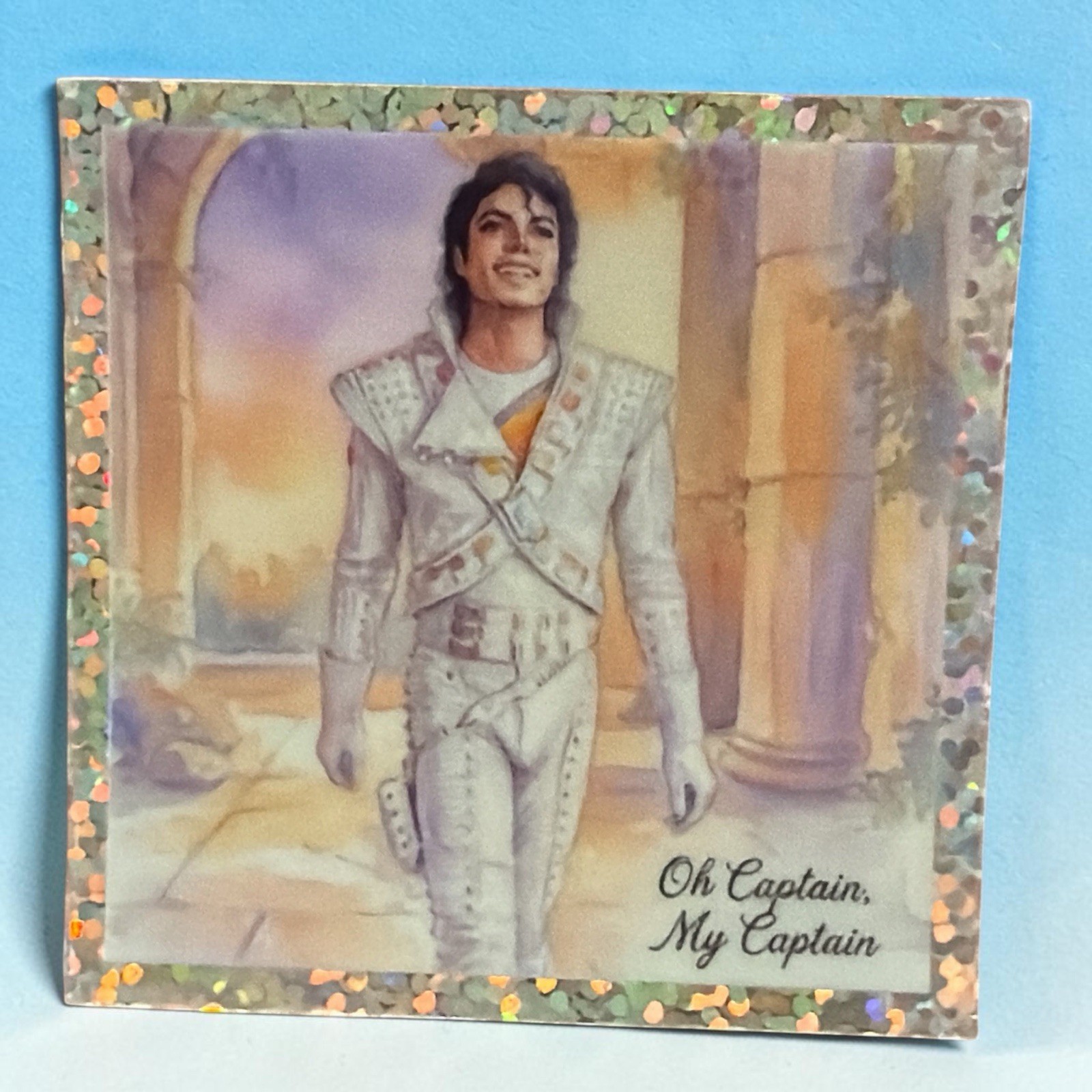 2×2 Captain EO Oh Captain Hologram Glitter Sticker Homemade FAST SHIP FREE SHIP