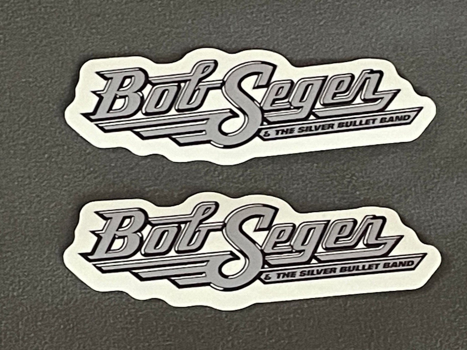 Lot of 2 BOB SEGER 1" x 3 1/4" Band Logo STICKERS Silver Bullet FAST! FREE SHIP!