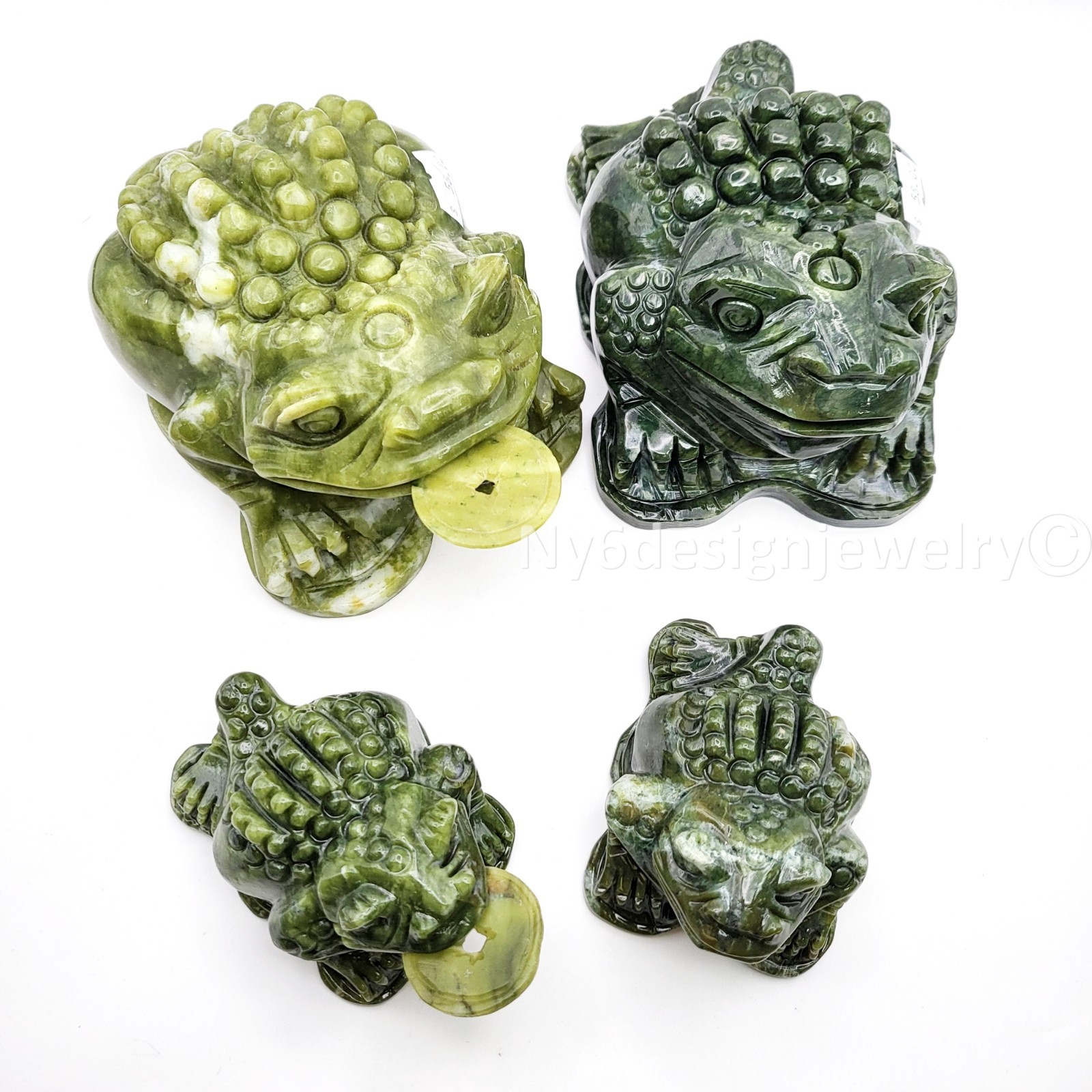 Feng Shui Money Frog Jade Statue – Three Legged Toad of Wealth, Lucky Money Frog