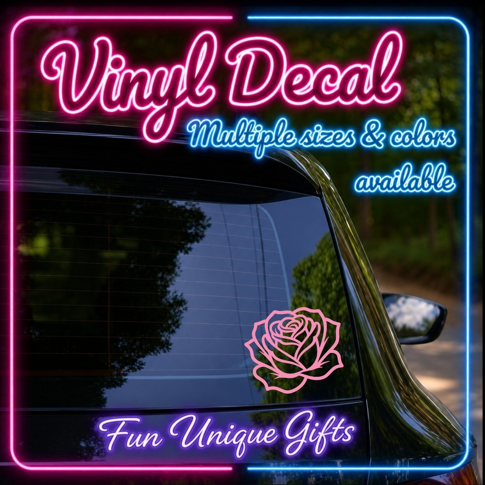 Rose Vinyl Decal Sticker -Multiple Colors & Sizes- FREE SHIPPING