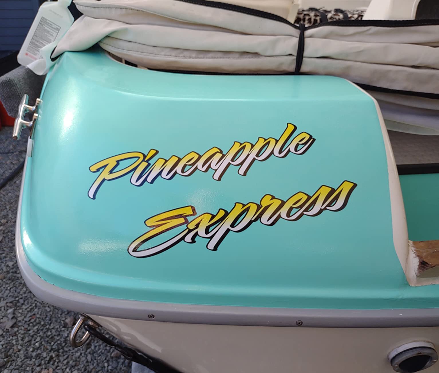 Boat Name Decal 2×12" / Custom Hull Graphic / Premium Marine Vinyl Lettering GR