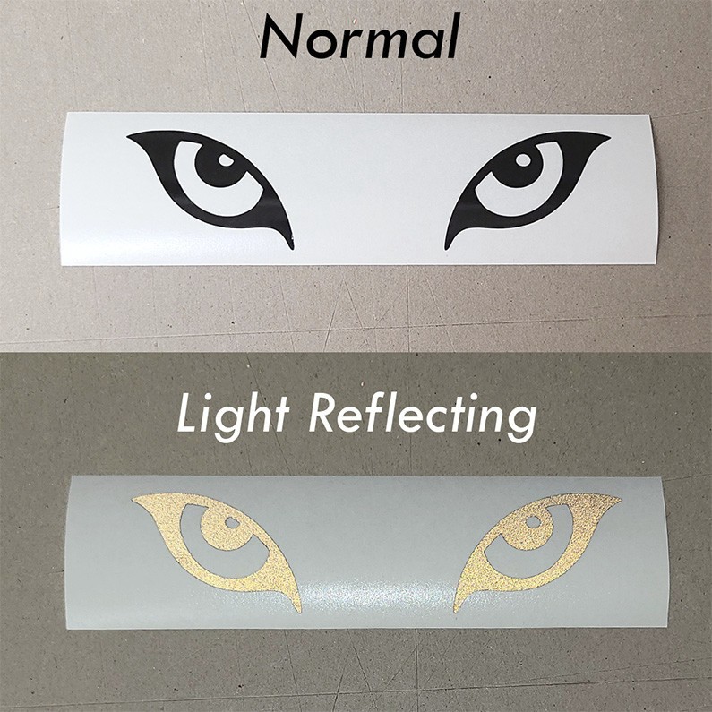 Reflective Wolf Cartoon Eyes Vinyl Decal Sticker for Motorcycle Helmets, Cars
