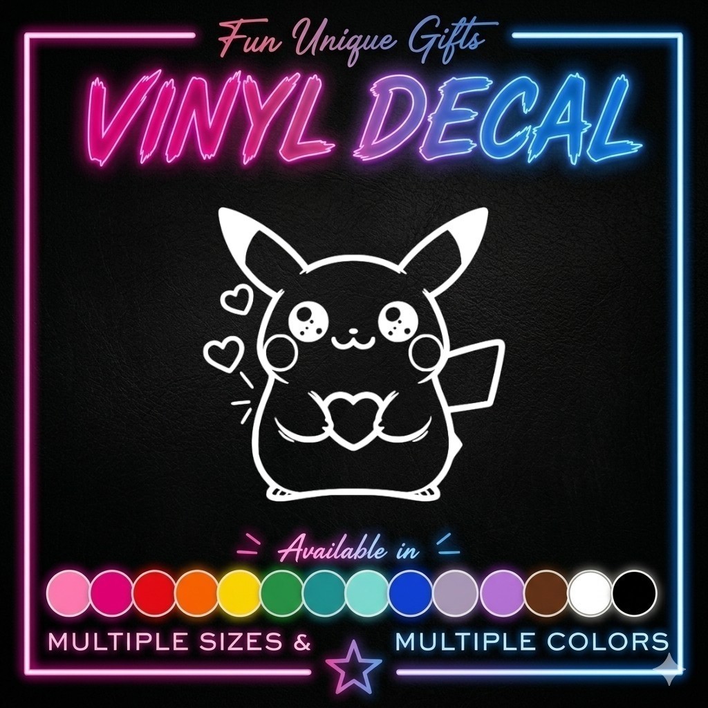 Pikachu Pokemon Vinyl Decal Sticker -Multiple Colors & Sizes- FREE SHIPPING