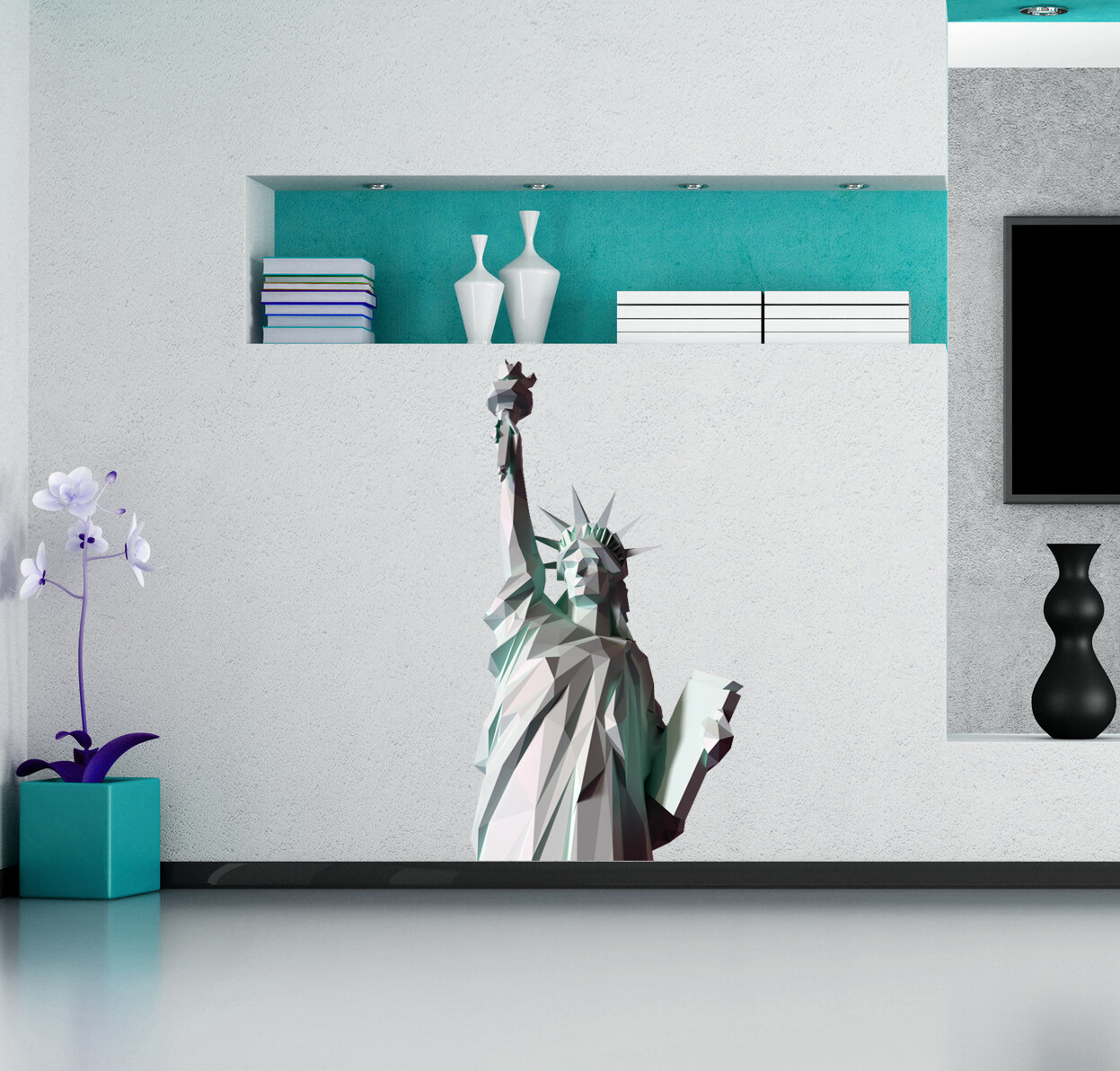 Statue of Liberty Sticker, Patriot Decal, Polygonal Home Decor, USA Wall Art