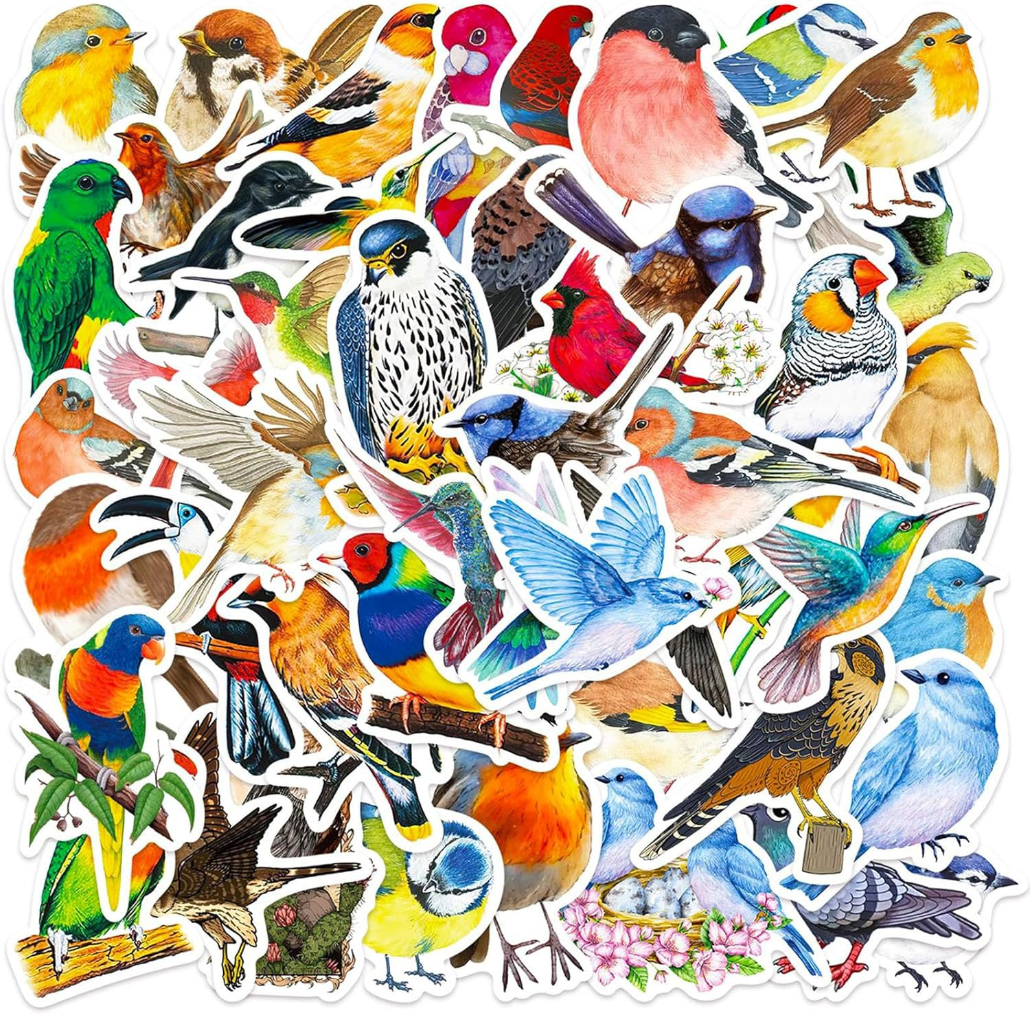 100 Pcs Birds Stickers Cute Bird Animals Stickers, Vinyl Waterproof Birds Sticke