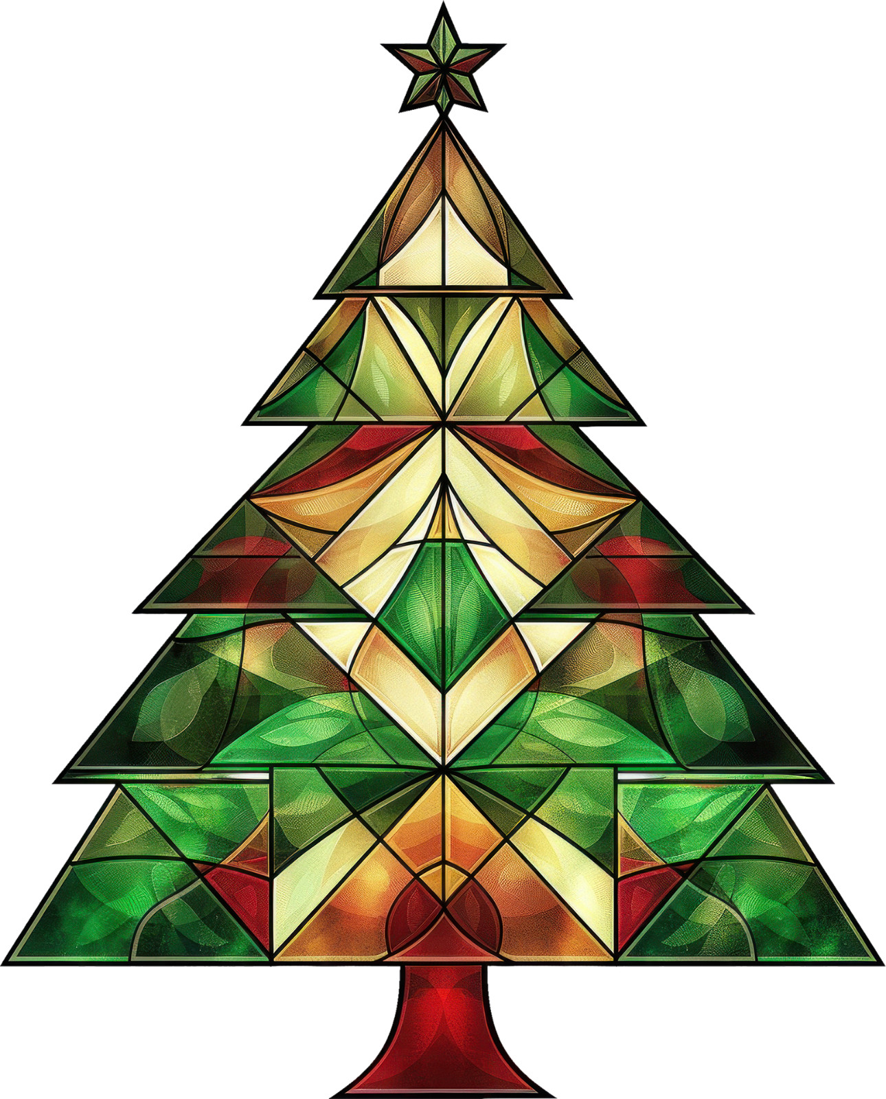 Christmas Tree Stained Glass Wall Decal Sticker 18X18cm Large