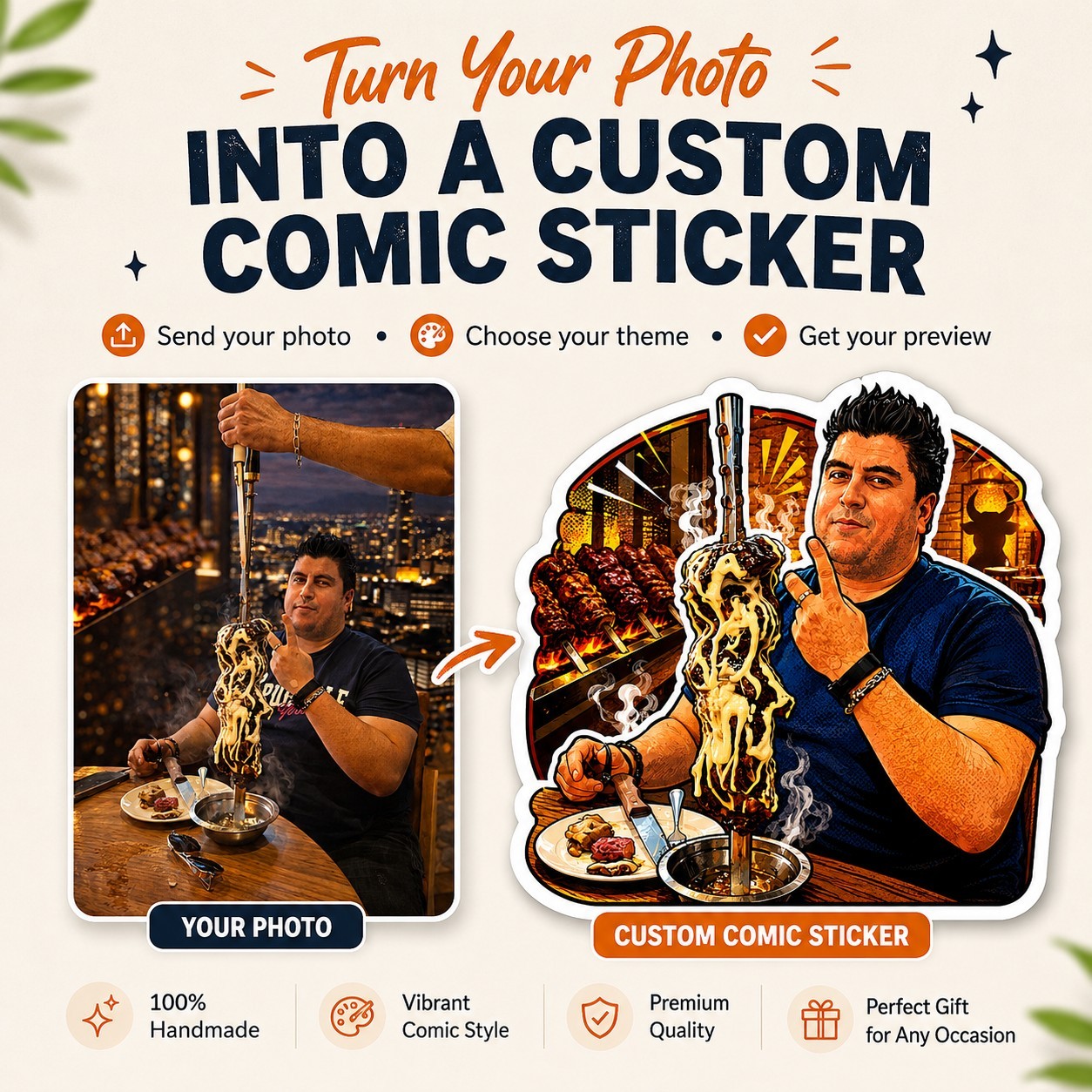 Custom Comic Sticker Sheet From Photo 8.5×11 Personalized Portrait Decals