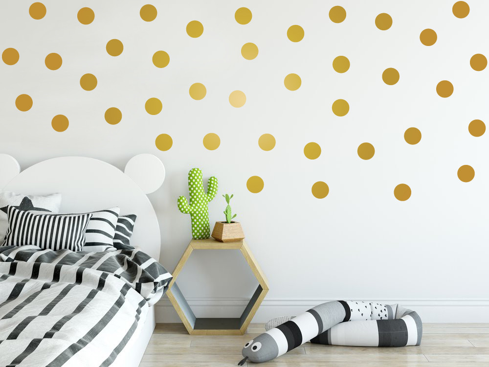 40 GOLD metallic matt 5 cm (2 inch) POLKA DOTS shape spot wall stickers decals