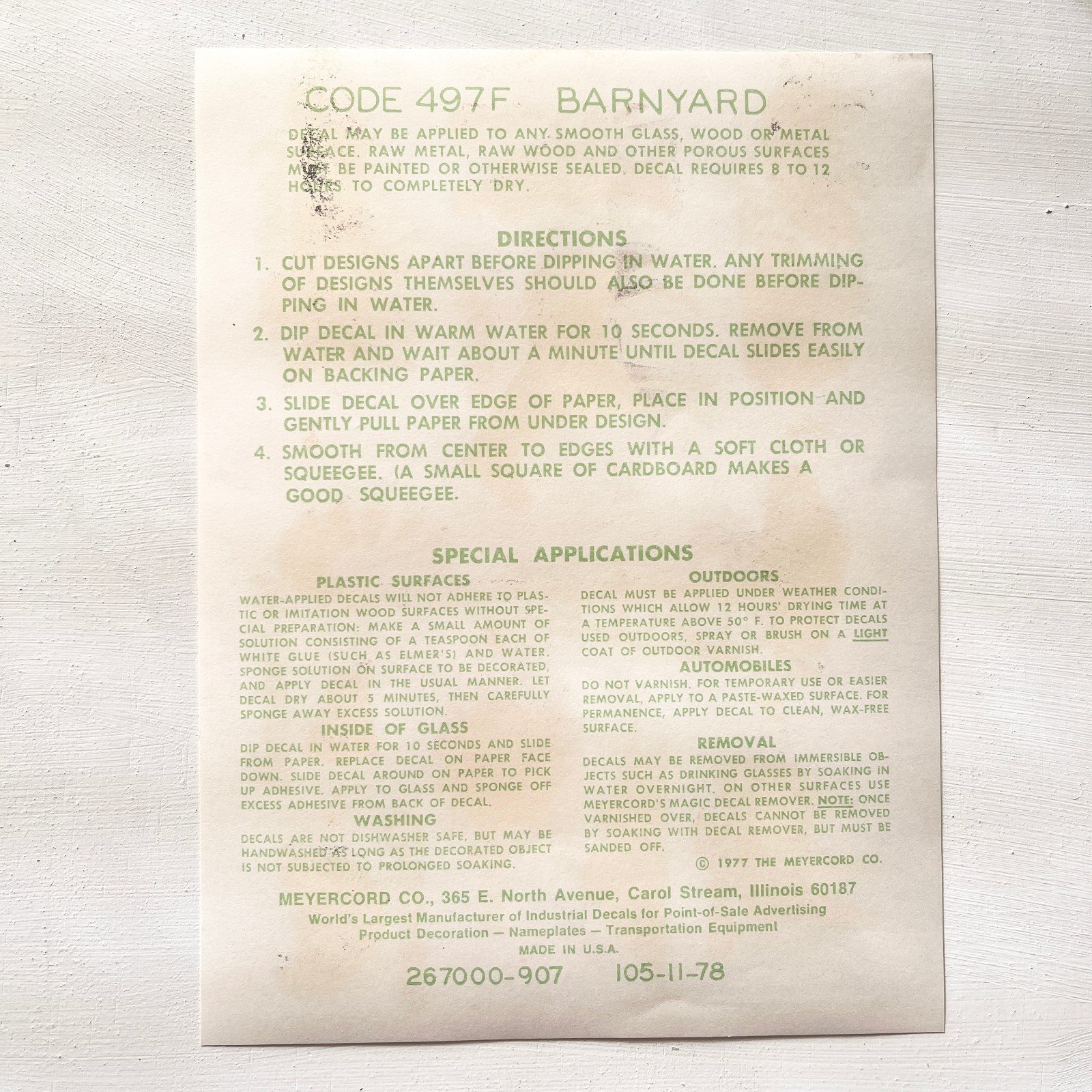 Barnyard Animals Decals Sheet 1970s Arts Crafts Decoupage