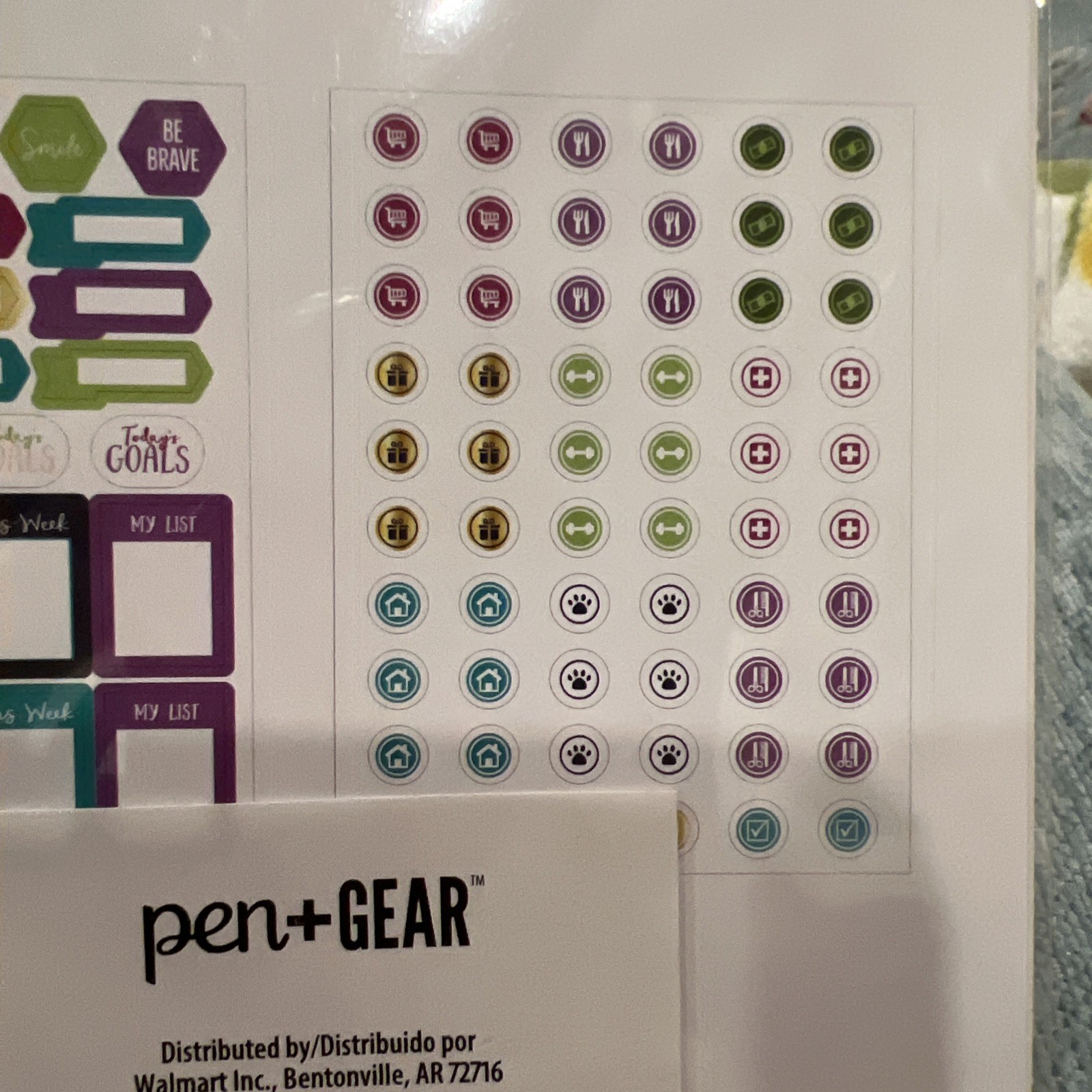 Pen and Gear Stickers 4 Sheets Todays Goals Weekly Planner Shopping To Do Lists