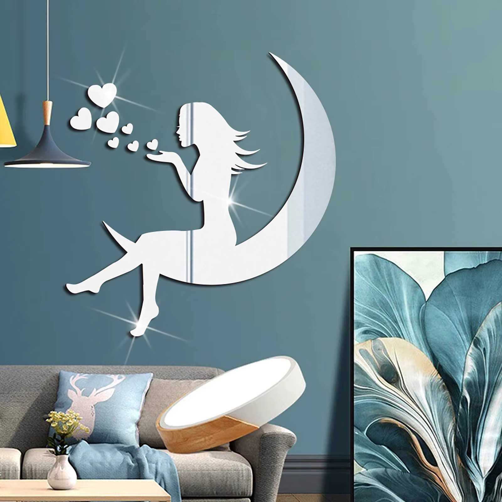 Flower Acrylic Mirror Wall Stickers Bedroom 3D Wall Stickers Living Room