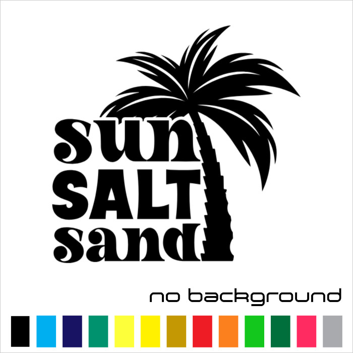 Sun Salt Sand Sticker Vinyl Decal – Beach Palm Tree Summer Wall Car Truck Window