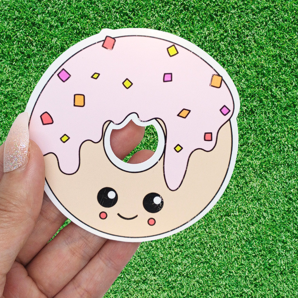 Kawaii Donut Sticker – 3×3 inches, Waterproof, Perfect for Laptops, Water Bottle