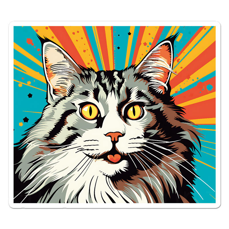 Popart Norwegian Cat, Vinyl Decal Sticker, Indoor Outdoor, 3 Sizes, #11861