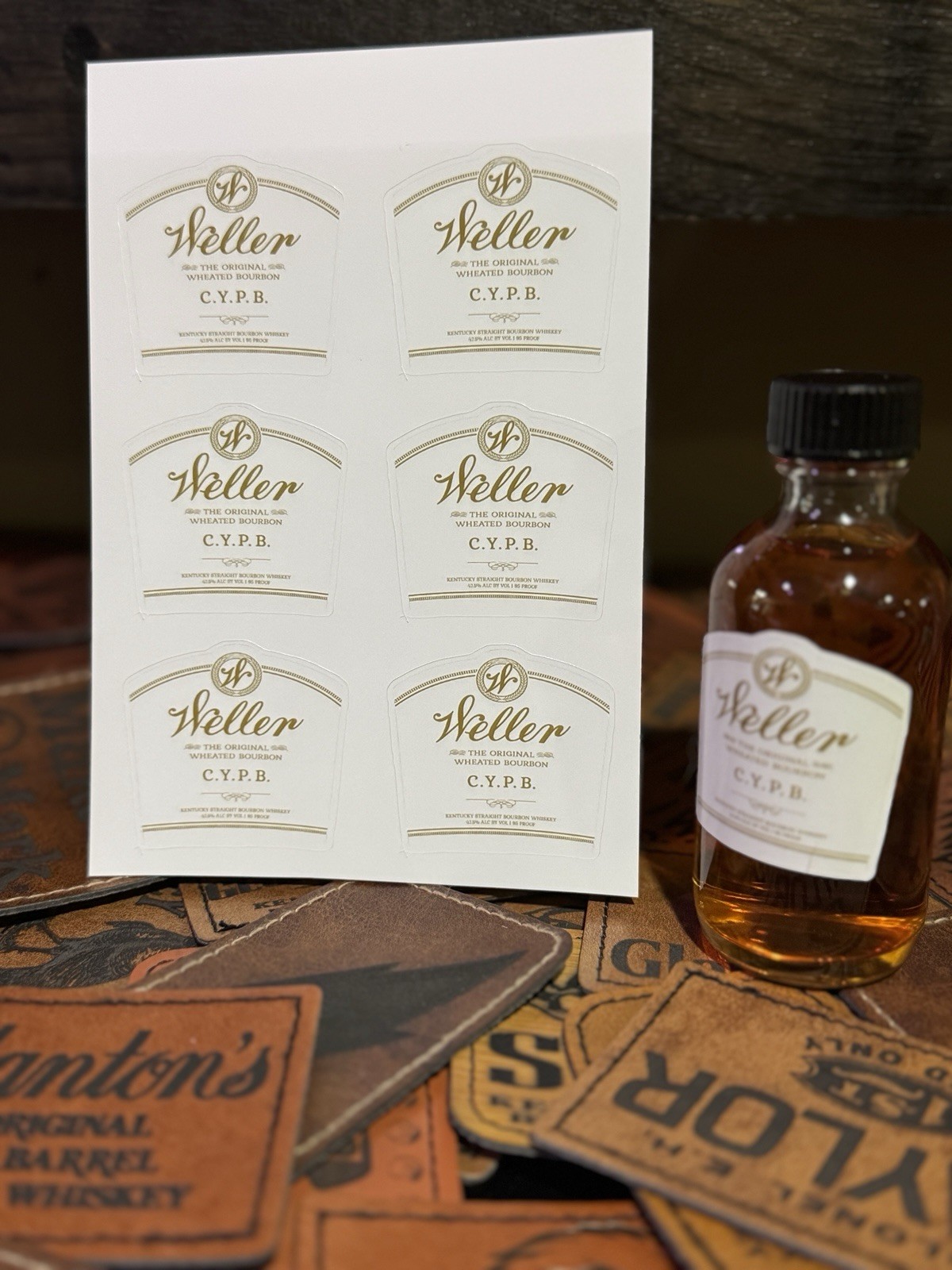 Mini Bottle Label Stickers – Weller Wheater Bourbon Vertical – 6 Stickers – CYPB