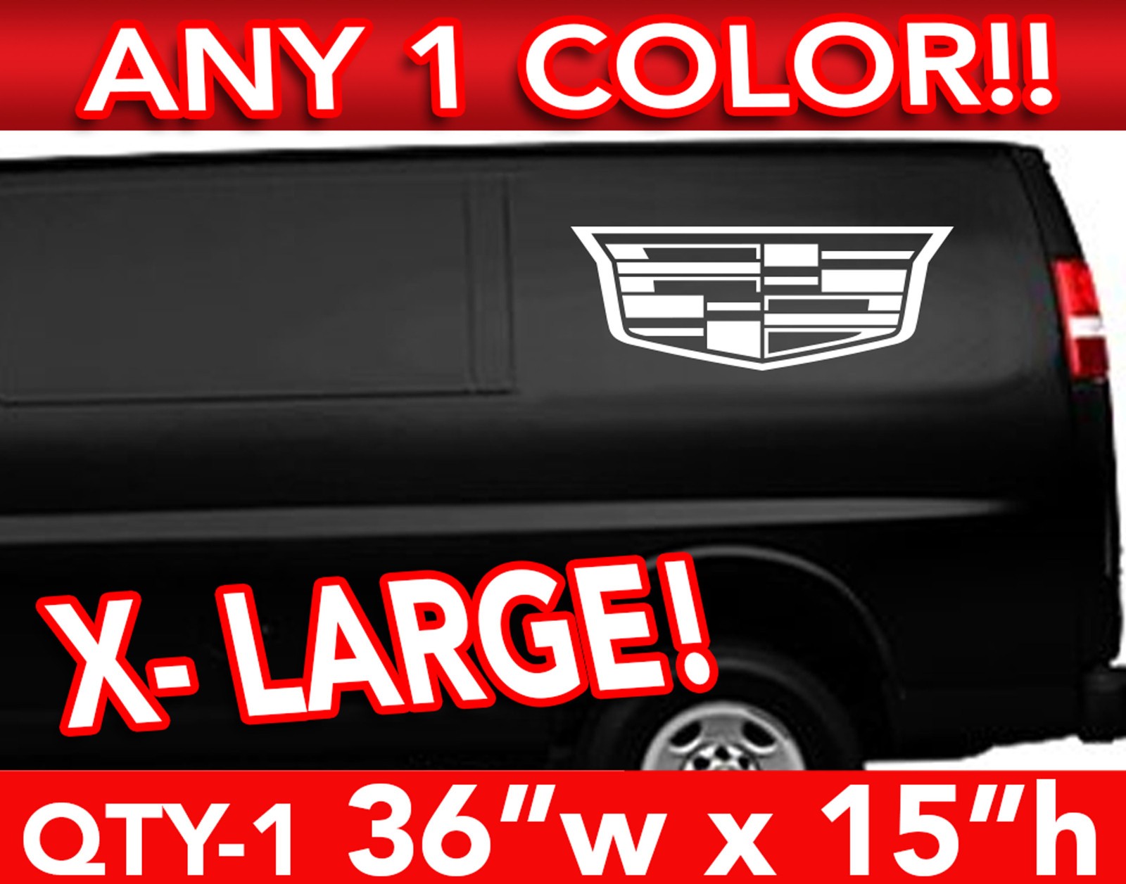 CADILLAC ESCALADE MODERN LOGO CT5 CT4 XT6 DECAL STICKER 36"w x 15" ANY 1 Color