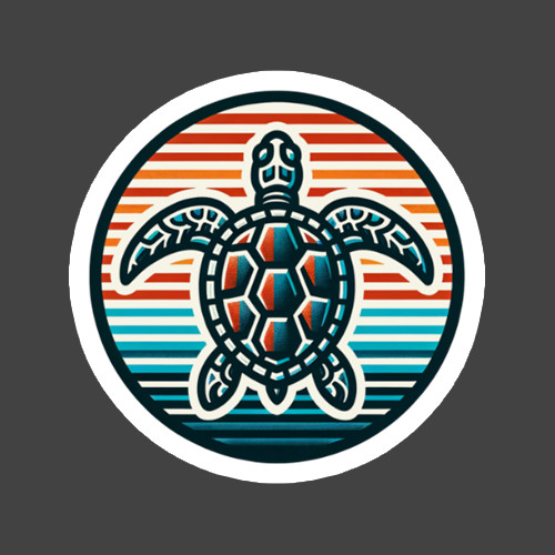 Sea Turtle Sticker Vinyl Decal Retro Stripes Beach Ocean Sunset Vibes