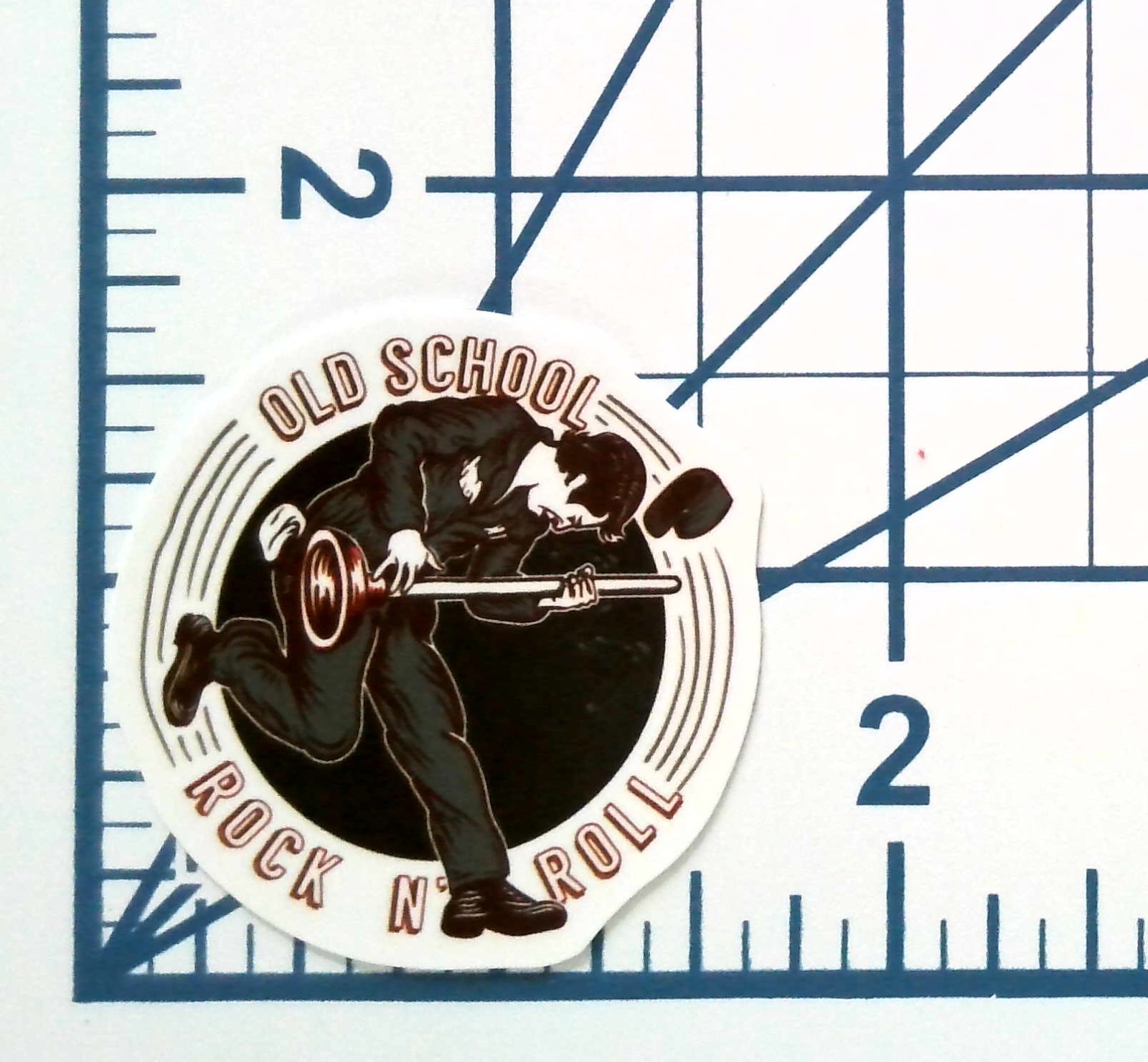Vinyl Sticker Old School Rock and Roll Air Guitar Die Cut Durable Ready to Ship