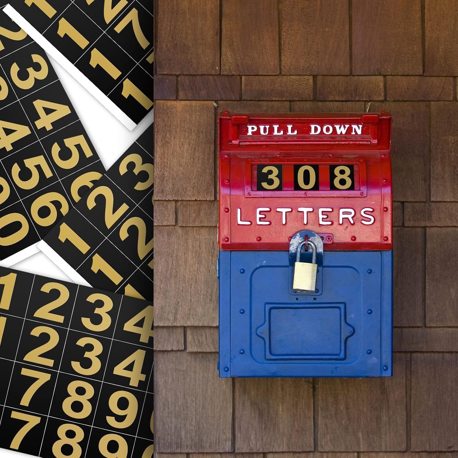 Gold on Black Waterproof Number Stickers 1 Inch for Various Indoor Outdoor Uses