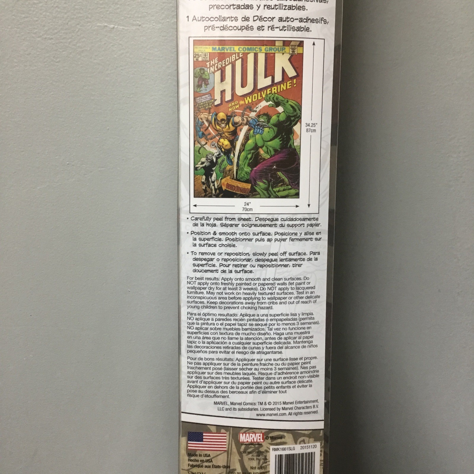 Marvel Comics The Incredible Hulk #181 Cover Peel & Stick Wall Decal 24"x34.25"