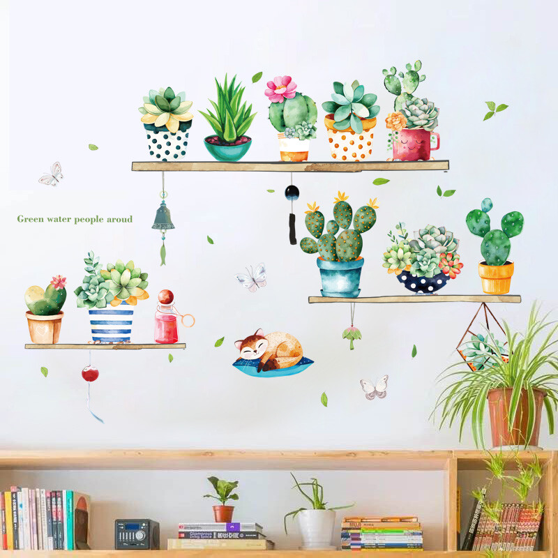 Removable Vinyl Wall Decal succulents Sticker Art Home living Room DIY Decor