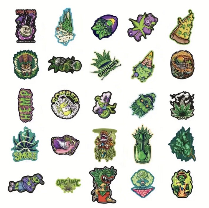 Weed Vinyl Stickers 50 Pack Waterproof Water Bottle Laptop Phone Envelope Decals