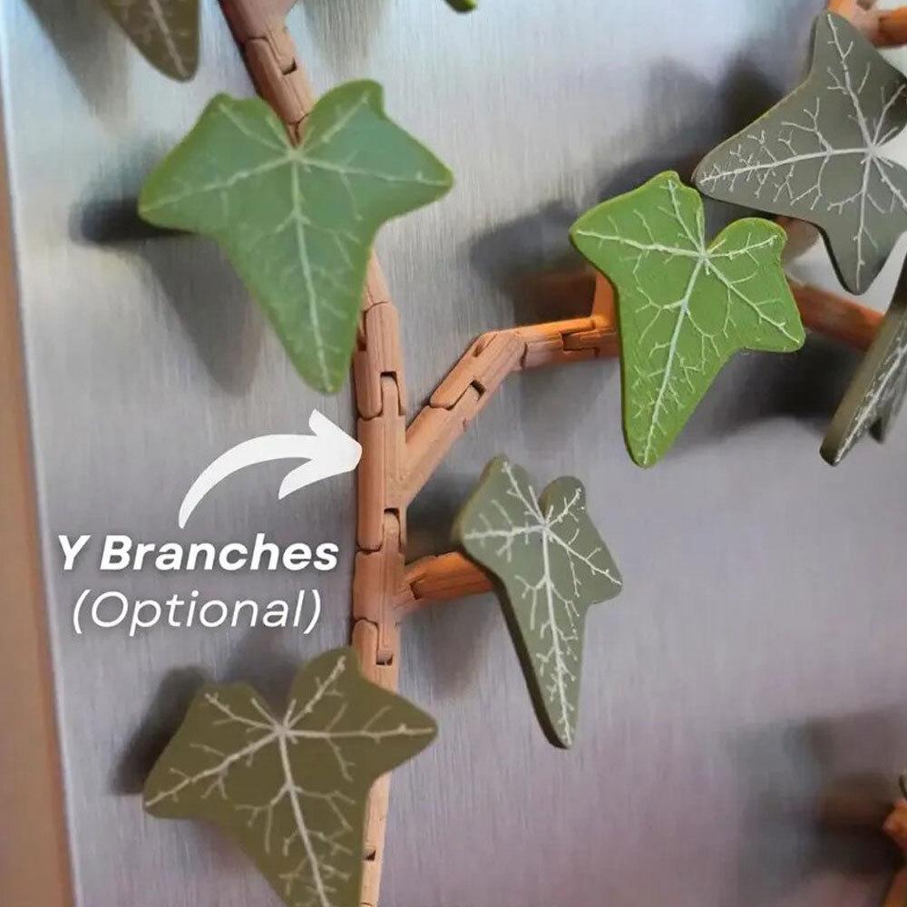 Ivy Fridge Magnet with Articulating Stems 3D Printed Ivy Leaf Plants GN
