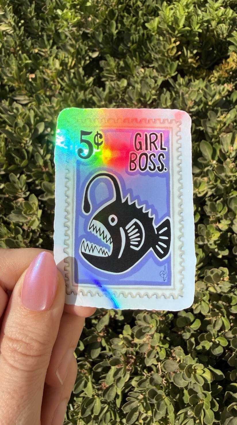 Girl Boss Anglerfish Vinyl Sticker | 3" | Original Art by Sara Rose