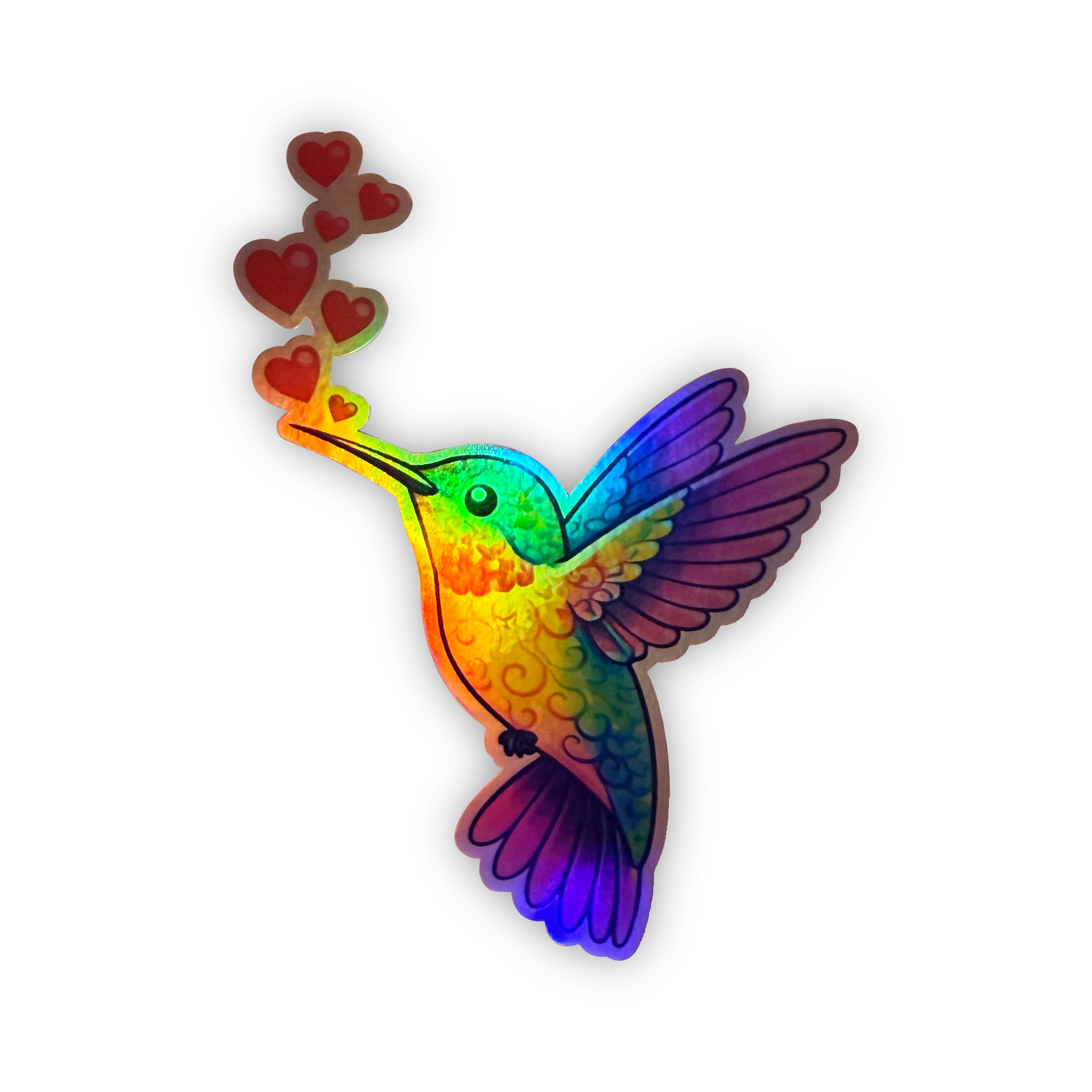 Hummingbird Heart Holographic Sticker Cute Love Bird Vinyl Decal Waterproof 4×3
