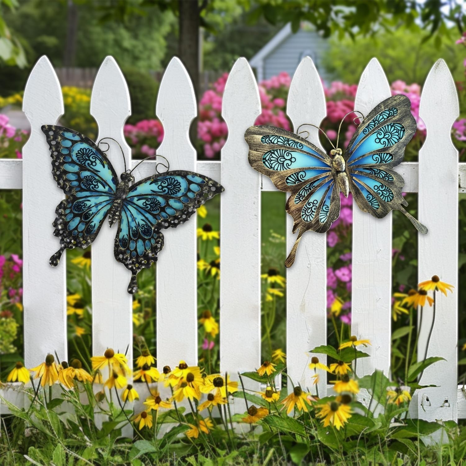 Lifelike 12" Butterfly Wall Hanging – Weatherproof, Ideal for -Round Decor