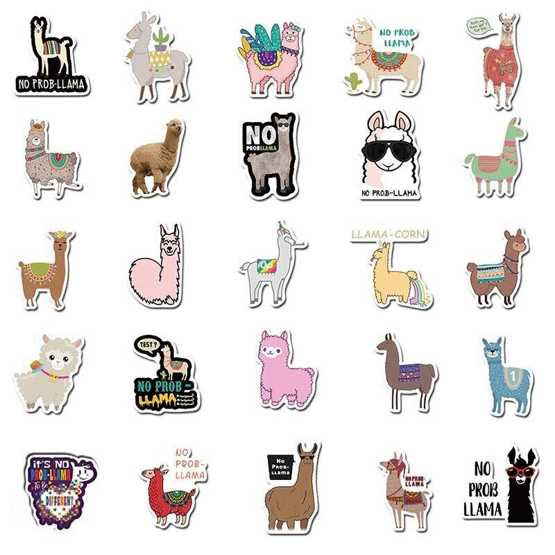 LLAMA & ALPACA Waterproof Stickers [A] NoProb-LLAMA Removable Vinyl Laptop Decal