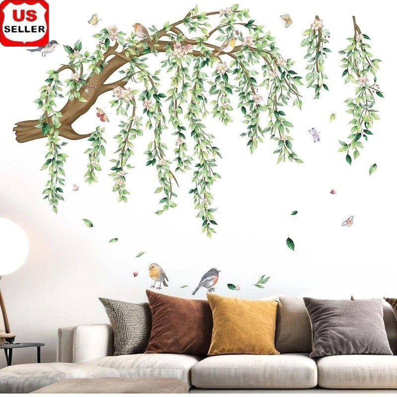Birds Floral Wall Stickers Removable Waterproof Self Adhesive Home Decor 4 Pack