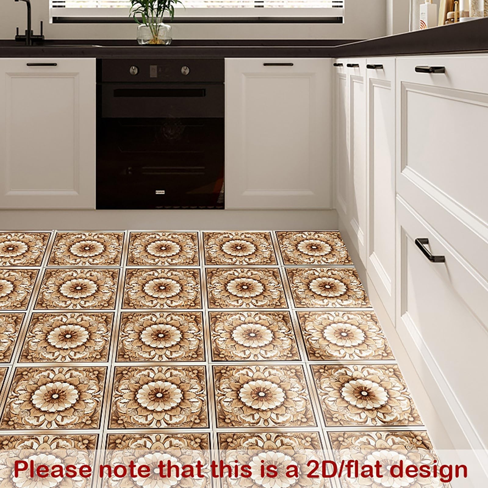 Nuxovilar Peel and Stick Vinyl Floor Tiles, 11.8"x11.8" Vintage Brown Floral …
