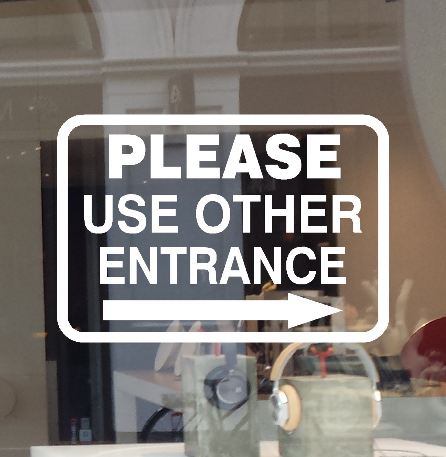 PLEASE USE OTHER ENTRANCE WINDOW SIGN DECAL VINYL STICKER LEFT OR RIGHT ARROW
