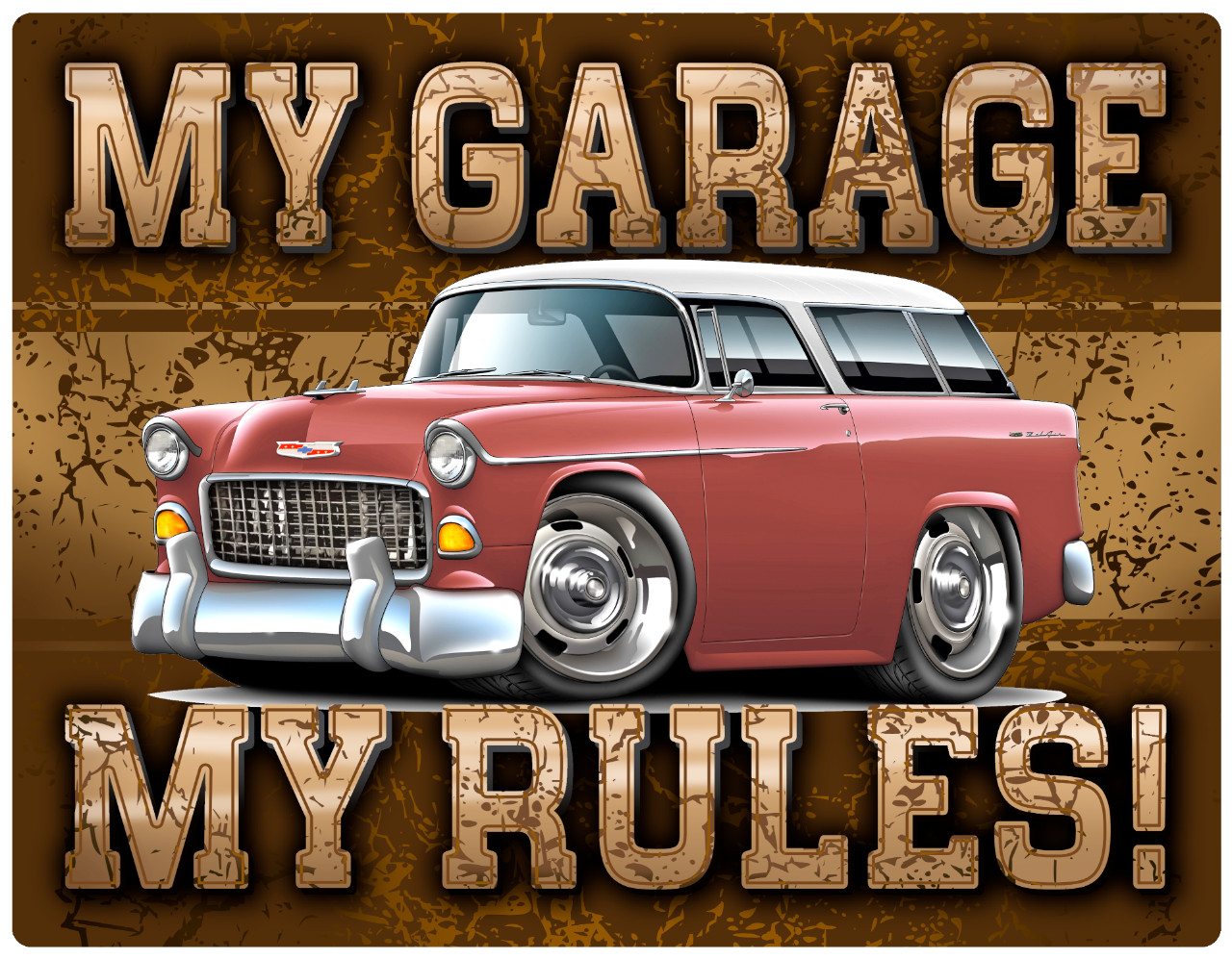 1955 Chevy Nomad Wagon My Garage My Rules Wall Art Graphic Sticker