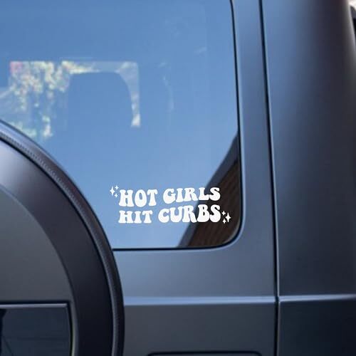 Hot Girls Hit Curbs Cute Retro – Funny Car Vinyl Decal Bumper Sticker for Car