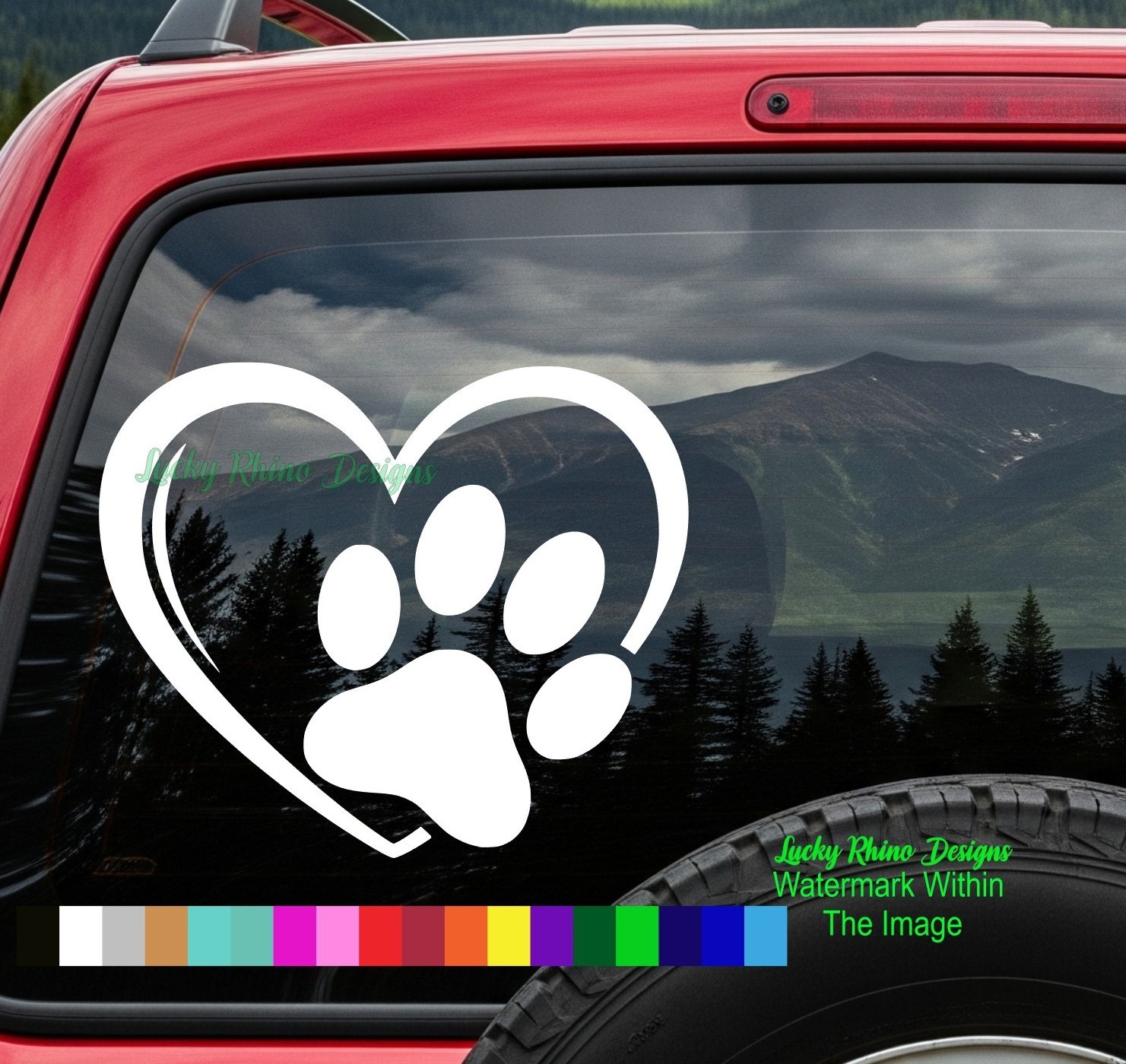 Pet Paw Print Heart Decal Sticker – Dog Cat Memorial Window Bumper Vinyl Decal