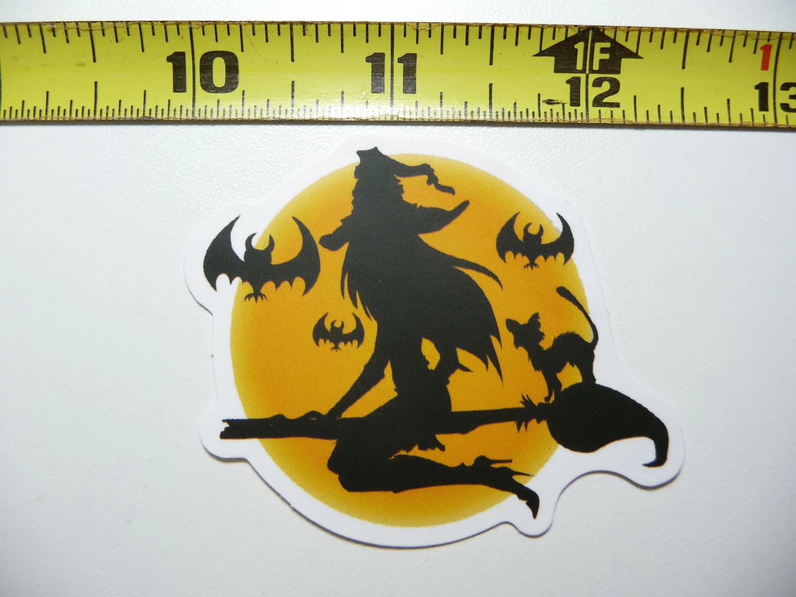HALLOWEEN PRETTY WITCH BROOM BATS CAT SMALL STICKER DECAL FALL SEASON DECORATION