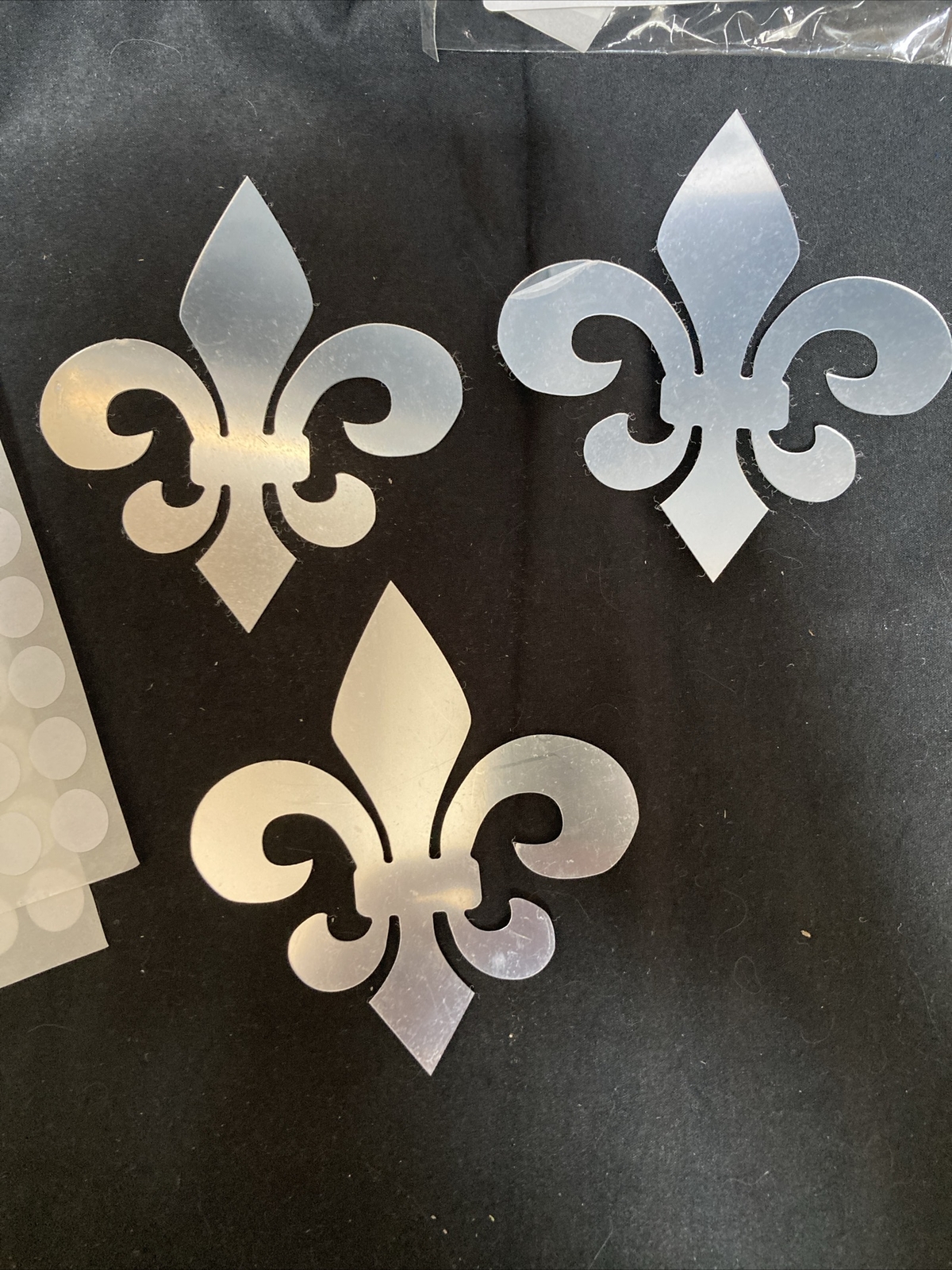 3 pc 4” Silver Mirrored 3D Fleur De Lis Metallic Wall Cabinet Acrylic Stickers