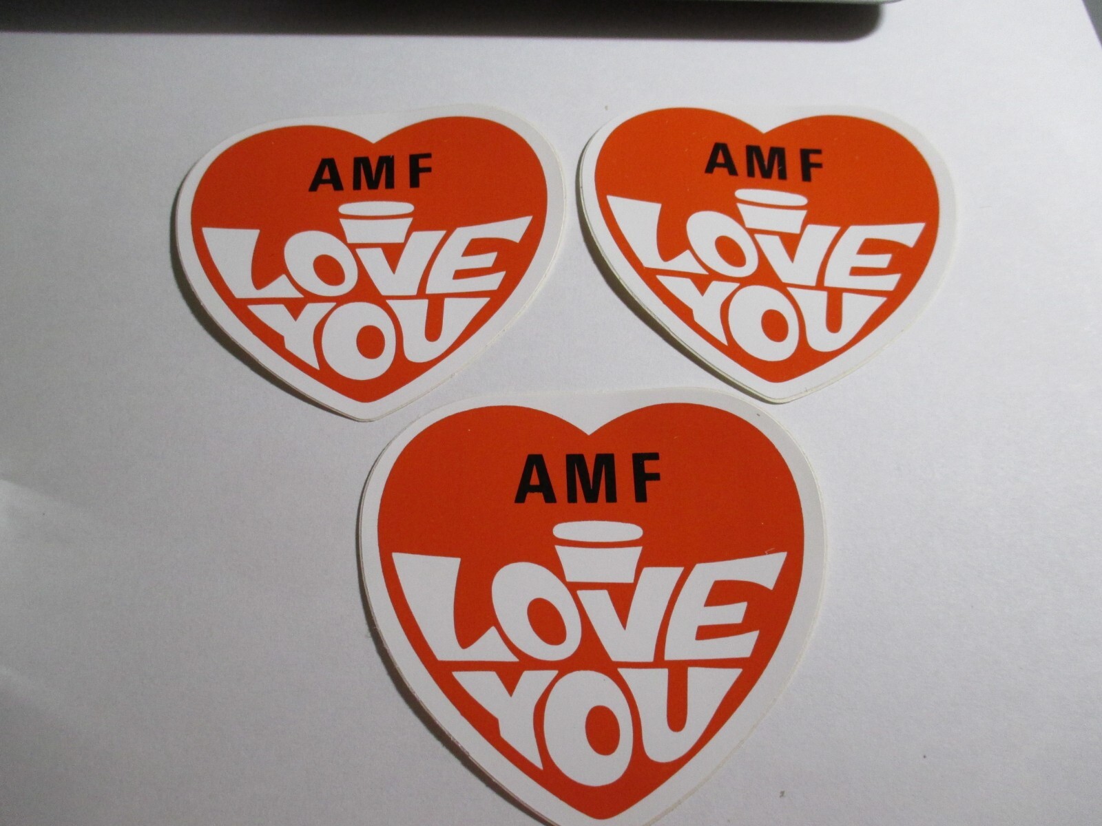 Vintage 3 AMF I Love You Stickers Snowmobile Sled Snow Machine 3 x 3 Inches